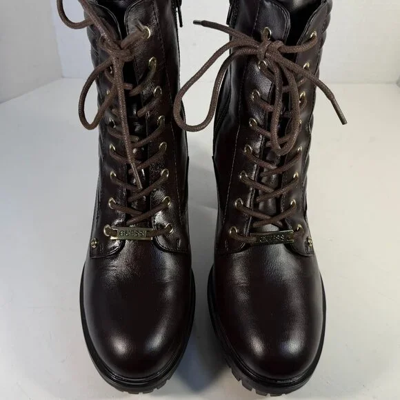 Women's size 10M brown lace-up boots by GUESS - Picture 9 of 16
